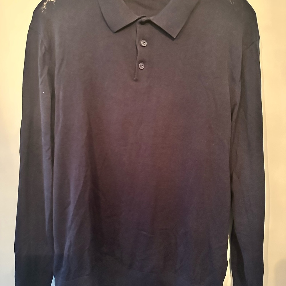 Zara Men's Navy Polo Shirt